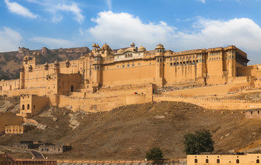 Fototapeta premium Historic Amber Fort at Jaipur Rajasthan, India. Amer Fort is a UNESCO World Heritage site