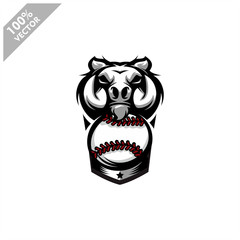 Baseball Warthog Wild Boar team logo design. Scalable and editable vector.