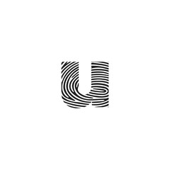 Initial letter u vector Icon Fingerprint Concept. u Vector Letter base logo. 