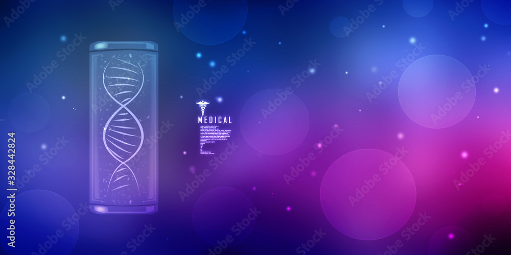 Poster 2d render of dna structure, abstract background