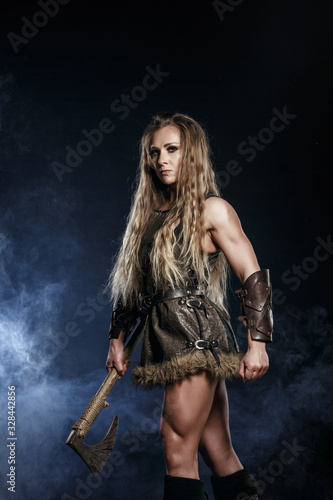 Beautiful Female Viking Woman Warrior In Battle With Big Two Handed Sword  Ancient Times Amazon Fantasy Blonde Hair Sexy Girl Amazon Wall Mural |  Amaz-Fotokvadrat