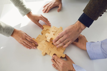 Concept of partnership creative work startup teamwork team business people.