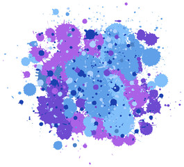 Background design with watercolor splash in purple and blue on white background