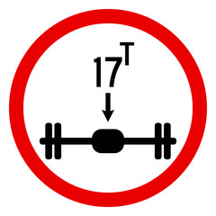 Axle load limit up to 17 ton.Traffic sign. Red circle. Perfect for backgrounds, backdrop, sticker, sign, symbol, label, poster, banner, notice etc.