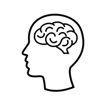  Human brain icon in line style. Editable stroke. 