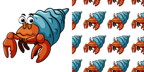 Seamless background design with hermit crabs
