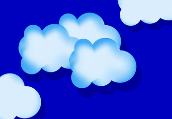 Volumetric clouds.Blue sky background with clouds.Vector illustration