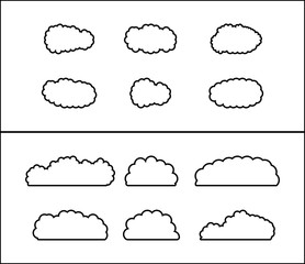 Cloud.Cloud icons. White background. Set of cloud icons. Flat. Vector