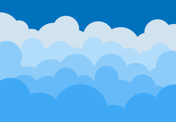 Cloudy sky on blue background.Abstract blue sky.Flat.Vector illustration