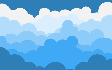 Abstract flat clouds background.Cloudy sky on blue background.Vector illustration
