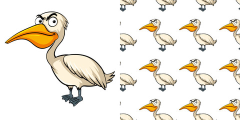 Seamless background design with angry pelican
