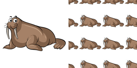 Seamless background design with cute sea lion