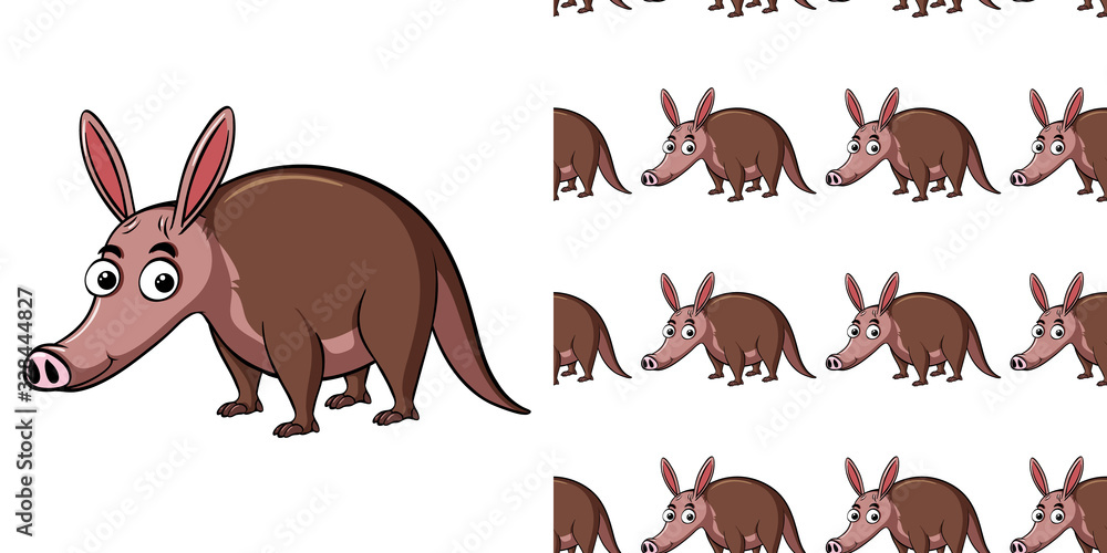 Wall mural Seamless background design with cute tapir