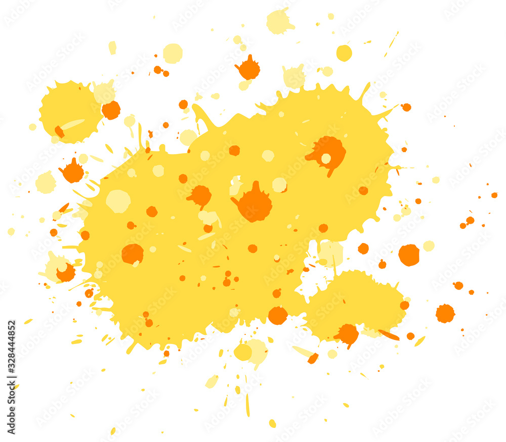 Wall mural watercolor splash in yellow on white background