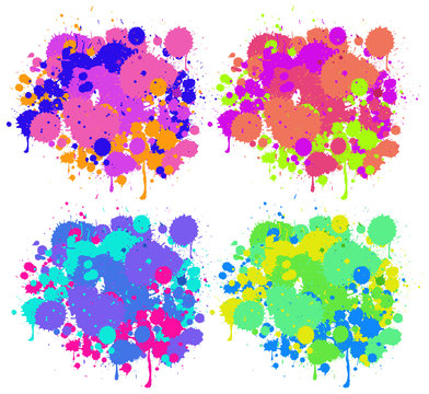 Background design with watercolor splash in bright colors on white background