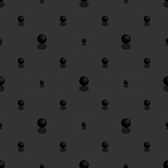 Seamless pattern without mask. Black spheres with shadow on the dark background EPS10