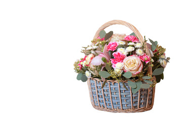 Fototapeta na wymiar Wedding refined and elegant bouquet of beautiful flowers isolated on white background