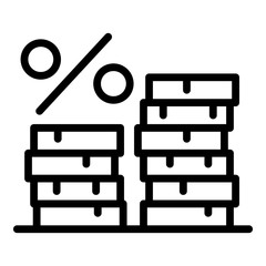 Loan coin stack icon. Outline loan coin stack vector icon for web design isolated on white background