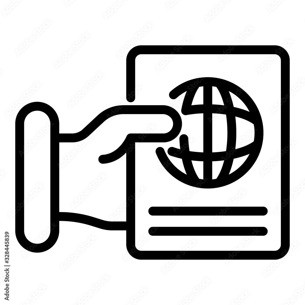 Poster give passport control icon. outline give passport control vector icon for web design isolated on whi