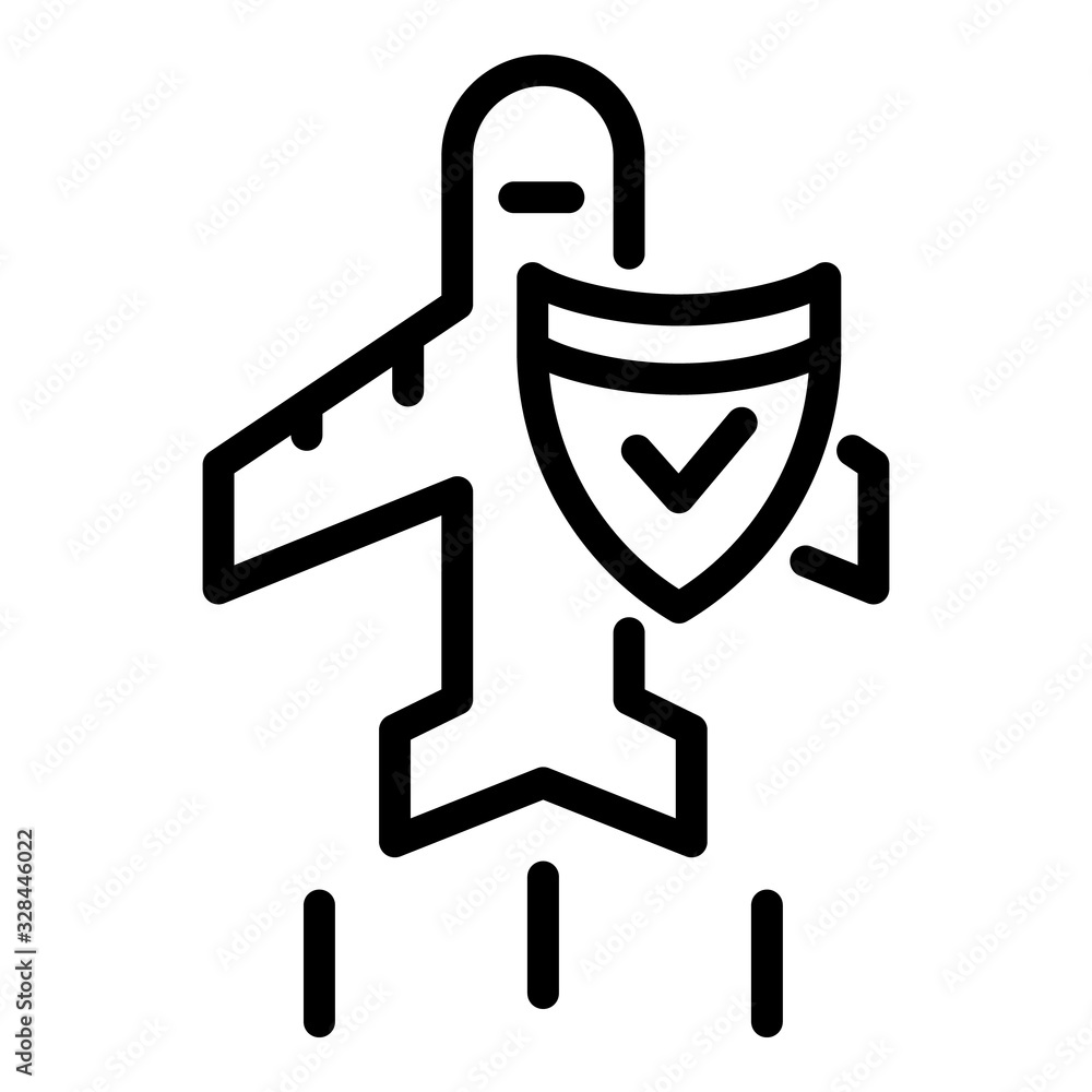 Poster protected airplane flight icon. outline protected airplane flight vector icon for web design isolate
