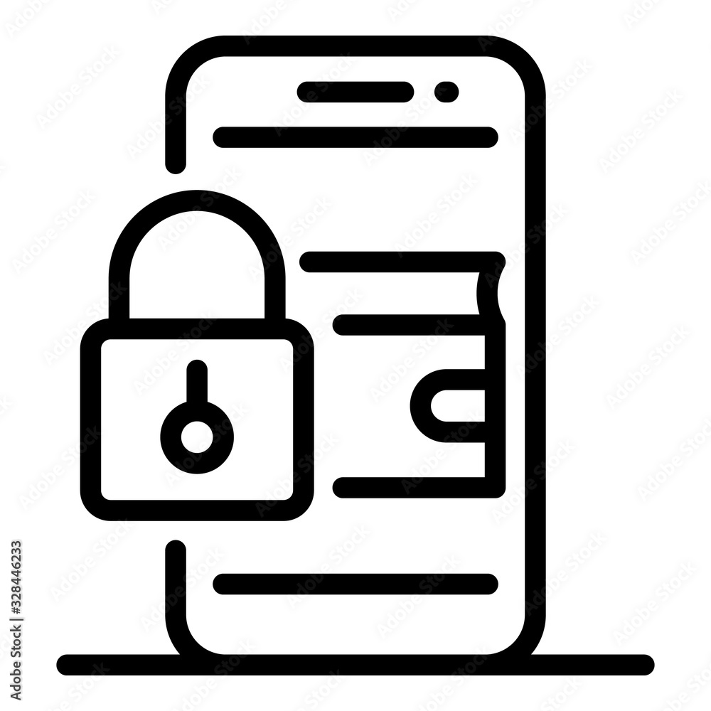 Poster smartphone locked wallet icon. outline smartphone locked wallet vector icon for web design isolated 