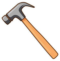 Hammer with wooden handle on white background