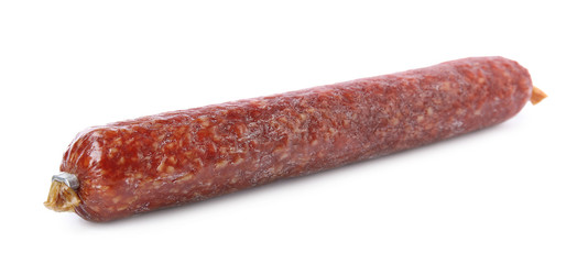 Tasty sausage on white background. Meat product