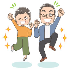 シニア 夫婦 高齢者 おじいちゃん おばあちゃん まんが イラスト