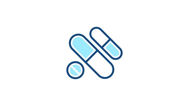 Pills tablet animated icon. Medical prescription drugs . Video with alpha channel.