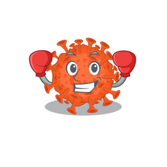 A sporty electron microscope coronavirus boxing mascot design style