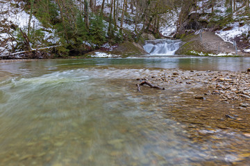 Wasserfall im Eistobel in Bayern 