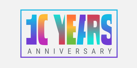 10 years anniversary vector icon, logo. Design element or horizontal banner