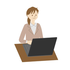 Illustration of a female teacher using a laptop