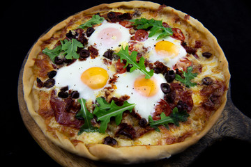 Pizza Fiorentina with Chorizo, egg