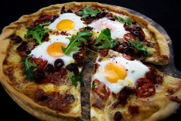 Pizza Fiorentina with Chorizo, egg