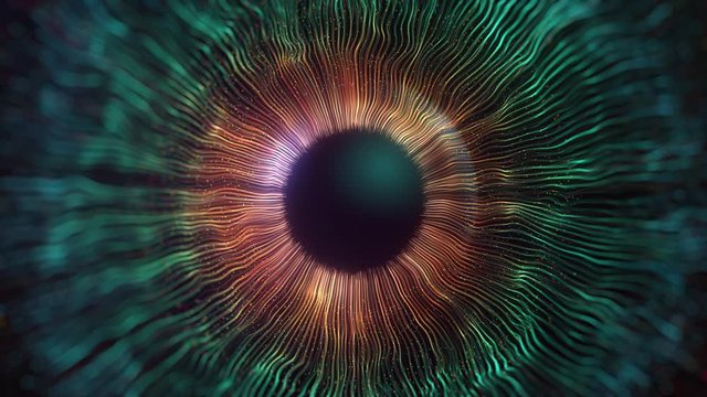 Eye pupil and iris close up animation render