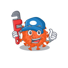 Smart Plumber electron microscope coronavirus on cartoon character design