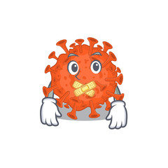 Electron microscopy coronavirus mascot cartoon character design with silent gesture