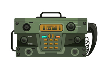 Military portable radio station isolated on white