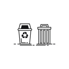 trash can garbage icon line art vector