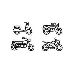 four diferent type of motorcyle line art, simple and flat design vector