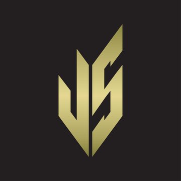 JS Logo monogram with emblem style isolated with gold colors