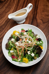 greek salad with feta cheese and olives with citrus vinaigrette