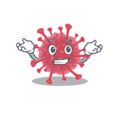 Happy face of coronavirus disease mascot cartoon style