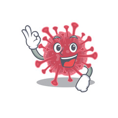 Coronavirus disease cartoon character design style making an Okay gesture