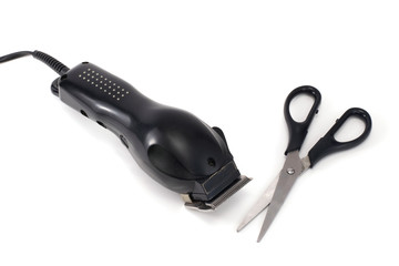 Barber shearing machine scissors isolated
