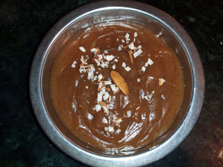 some fresh healthy brown eatable food put in a steel bowl
