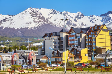 Ushuaia, the capital of Tierra del Fuego Province, Argentina. - obrazy, fototapety, plakaty
