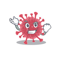 Coronavirus disease cartoon character style with happy face