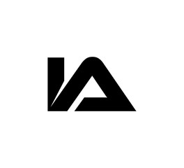 Initial 2 letter Logo Modern Simple Black IA - obrazy, fototapety, plakaty